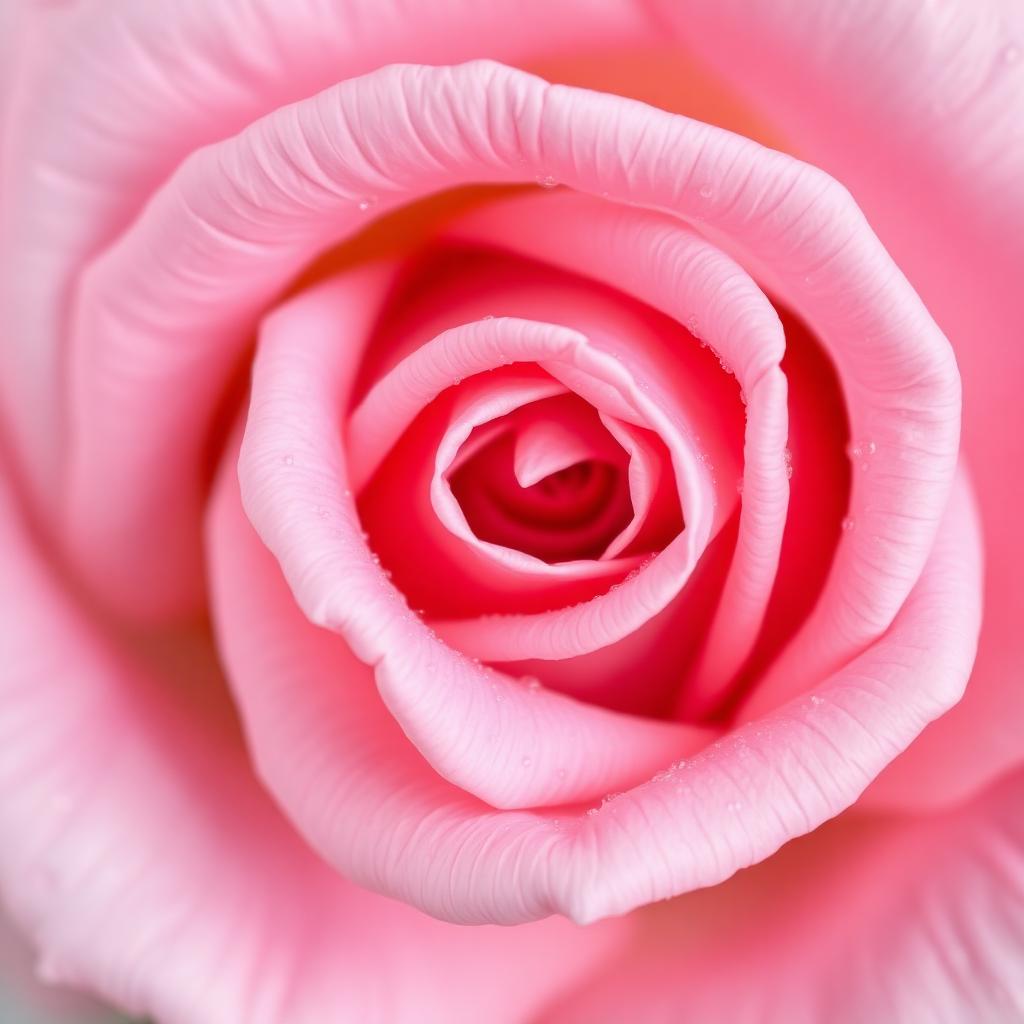 Macro de pétalos de rosa rosa con gotas de rocío